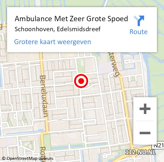 Locatie op kaart van de 112 melding: Ambulance Met Zeer Grote Spoed Naar Schoonhoven, Edelsmidsdreef op 4 november 2024 16:43