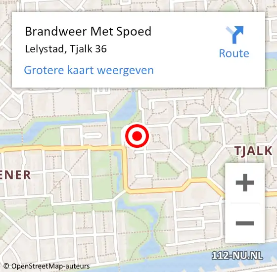 Locatie op kaart van de 112 melding: Brandweer Met Spoed Naar Lelystad, Tjalk 36 op 4 november 2024 16:57