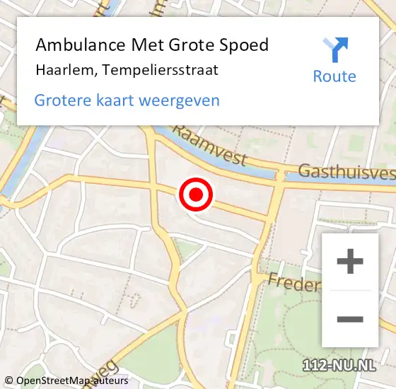 Locatie op kaart van de 112 melding: Ambulance Met Grote Spoed Naar Haarlem, Tempeliersstraat op 4 november 2024 17:19