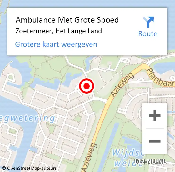 Locatie op kaart van de 112 melding: Ambulance Met Grote Spoed Naar Zoetermeer, Het Lange Land op 4 november 2024 17:28