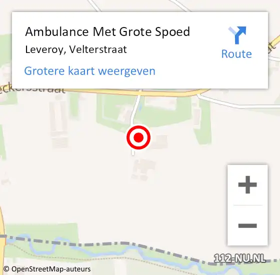 Locatie op kaart van de 112 melding: Ambulance Met Grote Spoed Naar Leveroy, Velterstraat op 4 november 2024 17:46