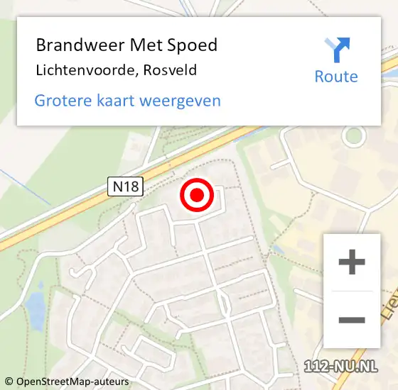 Locatie op kaart van de 112 melding: Brandweer Met Spoed Naar Lichtenvoorde, Rosveld op 4 november 2024 17:59