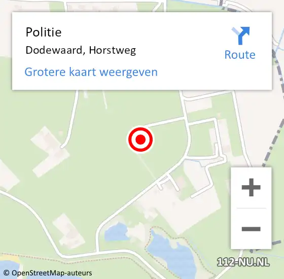 Locatie op kaart van de 112 melding: Politie Dodewaard, Horstweg op 4 november 2024 18:03