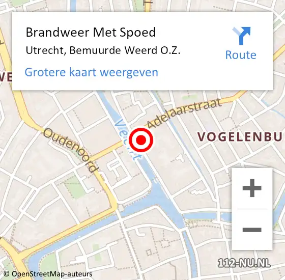 Locatie op kaart van de 112 melding: Brandweer Met Spoed Naar Utrecht, Bemuurde Weerd O.Z. op 4 november 2024 18:03