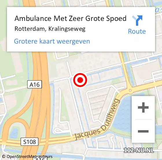 Locatie op kaart van de 112 melding: Ambulance Met Zeer Grote Spoed Naar Rotterdam, Kralingseweg op 4 november 2024 18:08