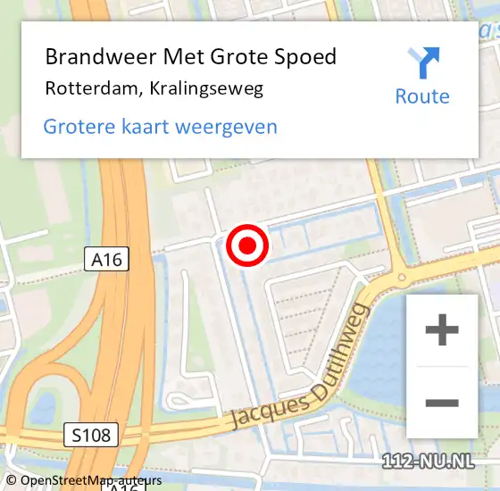 Locatie op kaart van de 112 melding: Brandweer Met Grote Spoed Naar Rotterdam, Kralingseweg op 4 november 2024 18:09