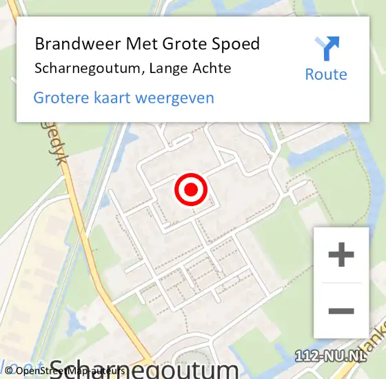 Locatie op kaart van de 112 melding: Brandweer Met Grote Spoed Naar Scharnegoutum, Lange Achte op 4 november 2024 18:16