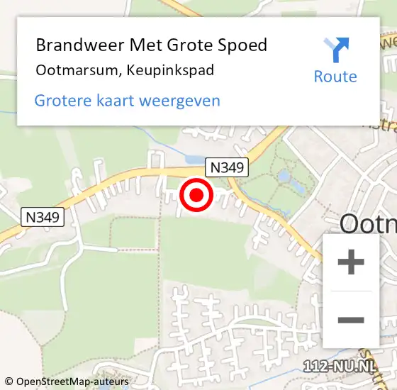 Locatie op kaart van de 112 melding: Brandweer Met Grote Spoed Naar Ootmarsum, Keupinkspad op 4 november 2024 18:28