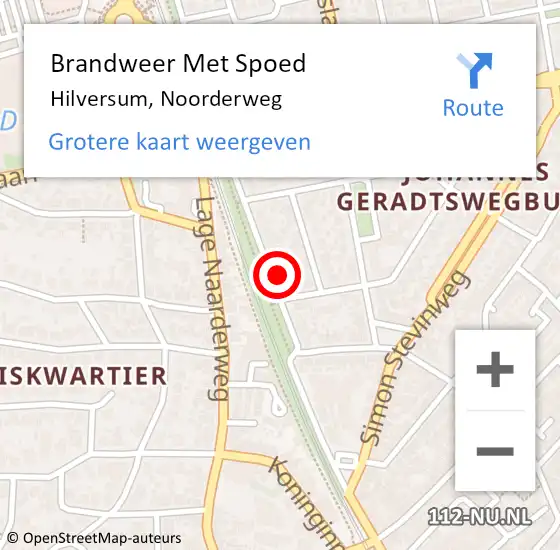 Locatie op kaart van de 112 melding: Brandweer Met Spoed Naar Hilversum, Noorderweg op 4 november 2024 18:59