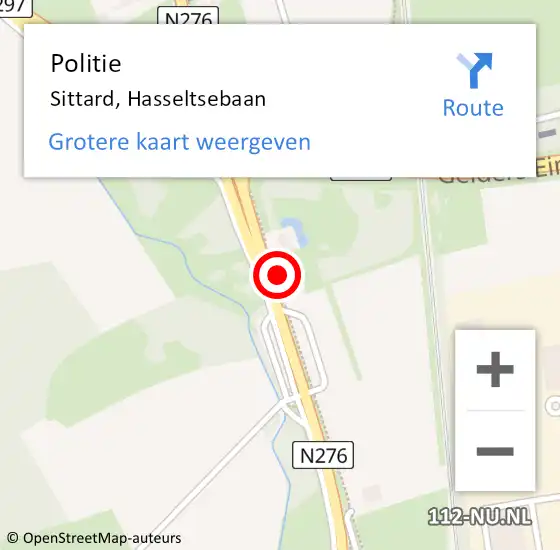 Locatie op kaart van de 112 melding: Politie Sittard, Hasseltsebaan op 4 november 2024 19:00