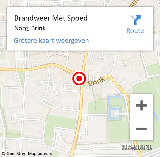 Locatie op kaart van de 112 melding: Brandweer Met Spoed Naar Norg, Brink op 4 november 2024 19:05