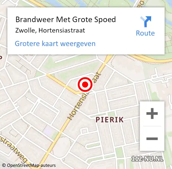 Locatie op kaart van de 112 melding: Brandweer Met Grote Spoed Naar Zwolle, Hortensiastraat op 4 november 2024 19:06