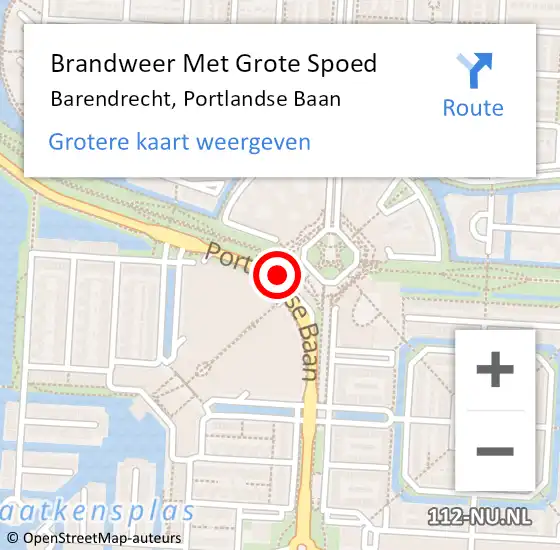 Locatie op kaart van de 112 melding: Brandweer Met Grote Spoed Naar Barendrecht, Portlandse Baan op 4 november 2024 19:10