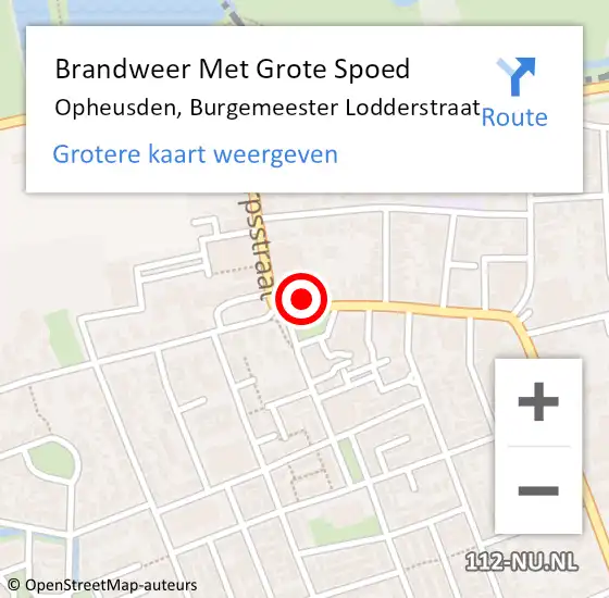 Locatie op kaart van de 112 melding: Brandweer Met Grote Spoed Naar Opheusden, Burgemeester Lodderstraat op 25 oktober 2014 20:59