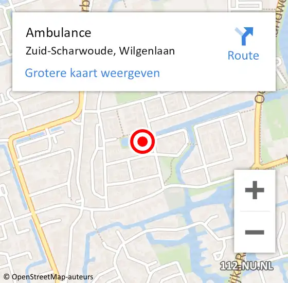 Locatie op kaart van de 112 melding: Ambulance Zuid-Scharwoude, Wilgenlaan op 4 november 2024 19:24