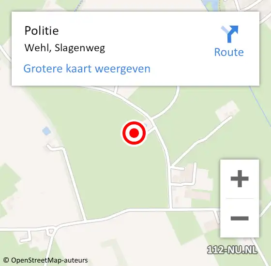 Locatie op kaart van de 112 melding: Politie Wehl, Slagenweg op 4 november 2024 19:26