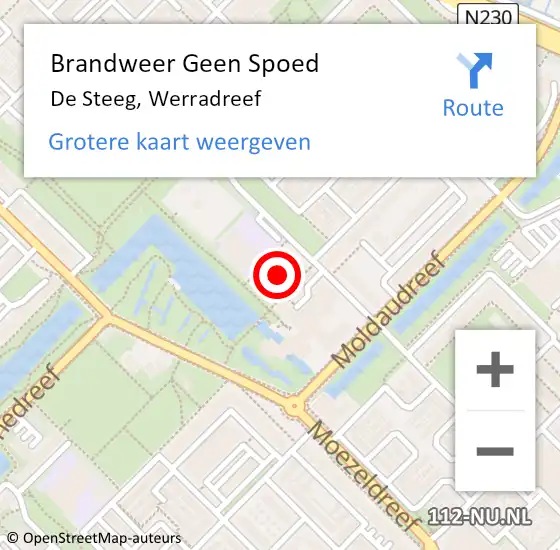 Locatie op kaart van de 112 melding: Brandweer Geen Spoed Naar De Steeg, Werradreef op 4 november 2024 19:35