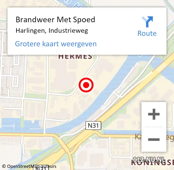 Locatie op kaart van de 112 melding: Brandweer Met Spoed Naar Harlingen, Industrieweg op 4 november 2024 19:38