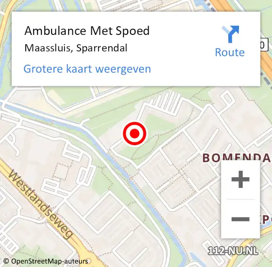 Locatie op kaart van de 112 melding: Ambulance Met Spoed Naar Maassluis, Sparrendal op 4 november 2024 19:56