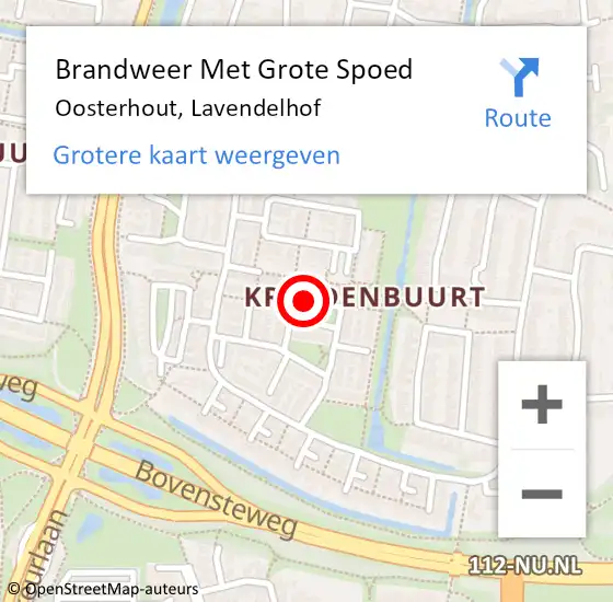 Locatie op kaart van de 112 melding: Brandweer Met Grote Spoed Naar Oosterhout, Lavendelhof op 4 november 2024 20:19