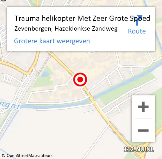 Locatie op kaart van de 112 melding: Trauma helikopter Met Zeer Grote Spoed Naar Zevenbergen, Hazeldonkse Zandweg op 4 november 2024 20:26