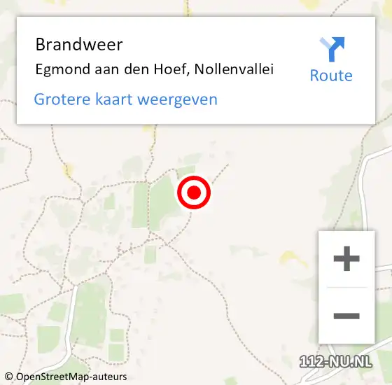 Locatie op kaart van de 112 melding: Brandweer Egmond aan den Hoef, Nollenvallei op 4 november 2024 20:31