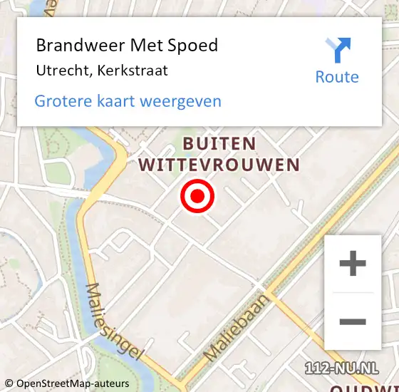 Locatie op kaart van de 112 melding: Brandweer Met Spoed Naar Utrecht, Kerkstraat op 4 november 2024 20:55