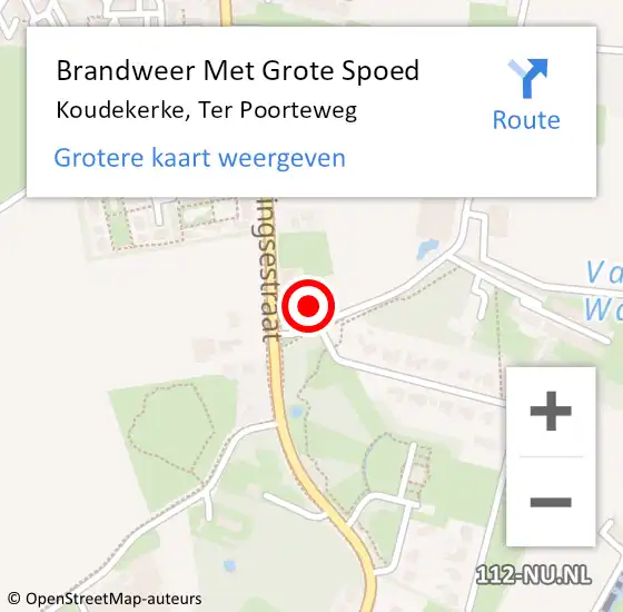 Locatie op kaart van de 112 melding: Brandweer Met Grote Spoed Naar Koudekerke, Ter Poorteweg op 4 november 2024 21:25