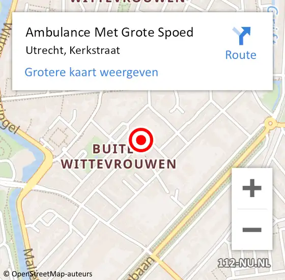 Locatie op kaart van de 112 melding: Ambulance Met Grote Spoed Naar Utrecht, Kerkstraat op 25 oktober 2014 21:18