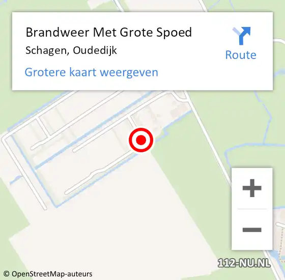 Locatie op kaart van de 112 melding: Brandweer Met Grote Spoed Naar Schagen, Oudedijk op 4 november 2024 21:56