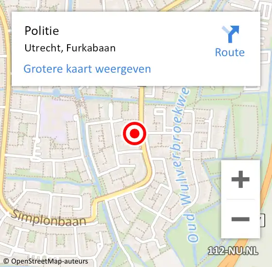 Locatie op kaart van de 112 melding: Politie Utrecht, Furkabaan op 4 november 2024 22:18