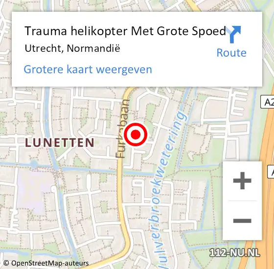 Locatie op kaart van de 112 melding: Trauma helikopter Met Grote Spoed Naar Utrecht, Normandië op 4 november 2024 22:20