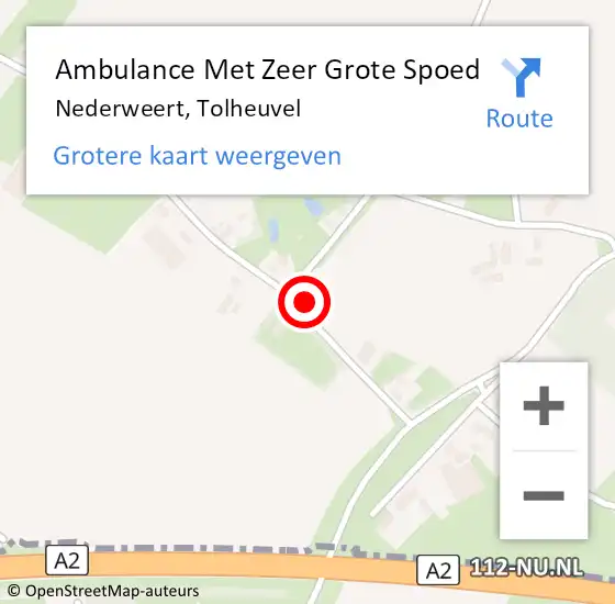 Locatie op kaart van de 112 melding: Ambulance Met Zeer Grote Spoed Naar Nederweert, Tolheuvel op 4 november 2024 22:23