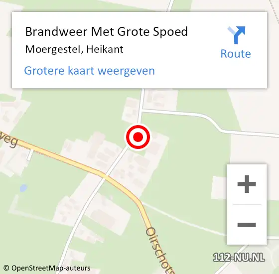 Locatie op kaart van de 112 melding: Brandweer Met Grote Spoed Naar Moergestel, Heikant op 4 november 2024 22:47