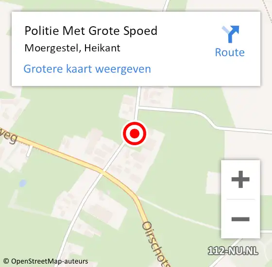 Locatie op kaart van de 112 melding: Politie Met Grote Spoed Naar Moergestel, Heikant op 4 november 2024 22:48