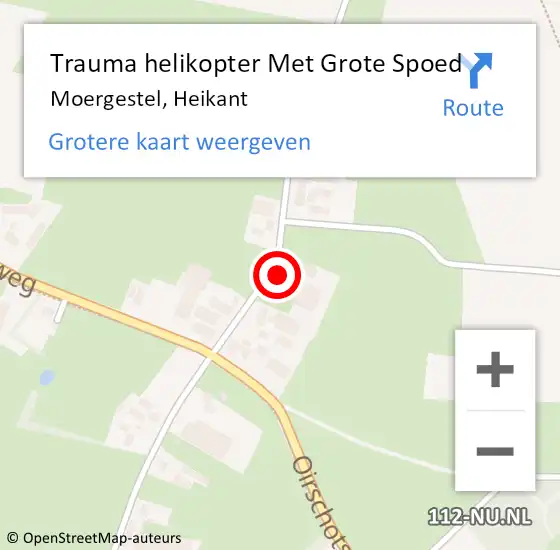 Locatie op kaart van de 112 melding: Trauma helikopter Met Grote Spoed Naar Moergestel, Heikant op 4 november 2024 22:50