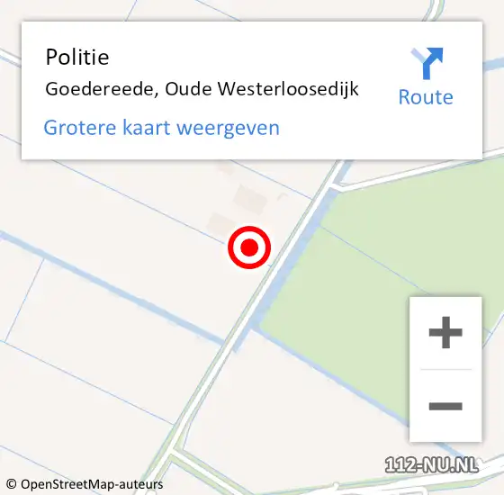 Locatie op kaart van de 112 melding: Politie Goedereede, Oude Westerloosedijk op 4 november 2024 22:57