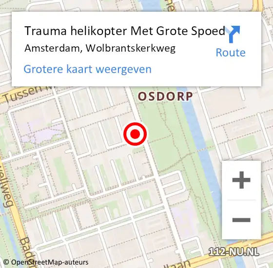 Locatie op kaart van de 112 melding: Trauma helikopter Met Grote Spoed Naar Amsterdam, Wolbrantskerkweg op 4 november 2024 23:26