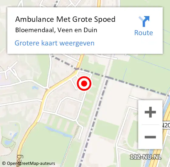 Locatie op kaart van de 112 melding: Ambulance Met Grote Spoed Naar Bloemendaal, Veen en Duin op 4 november 2024 23:29