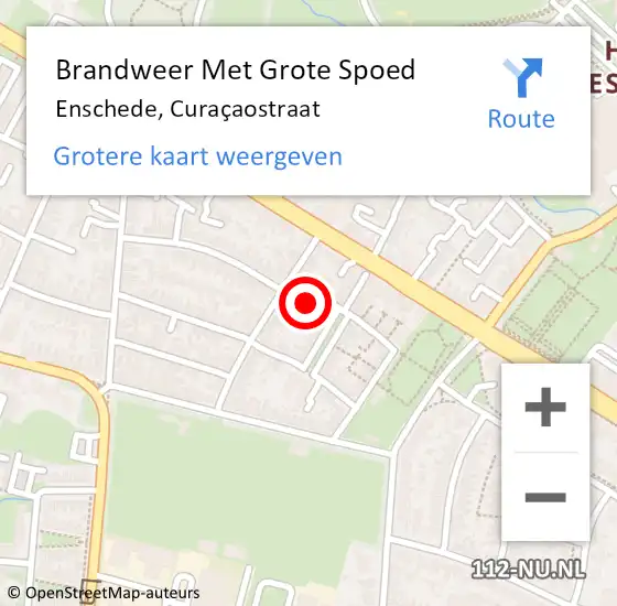 Locatie op kaart van de 112 melding: Brandweer Met Grote Spoed Naar Enschede, Curaçaostraat op 4 november 2024 23:34