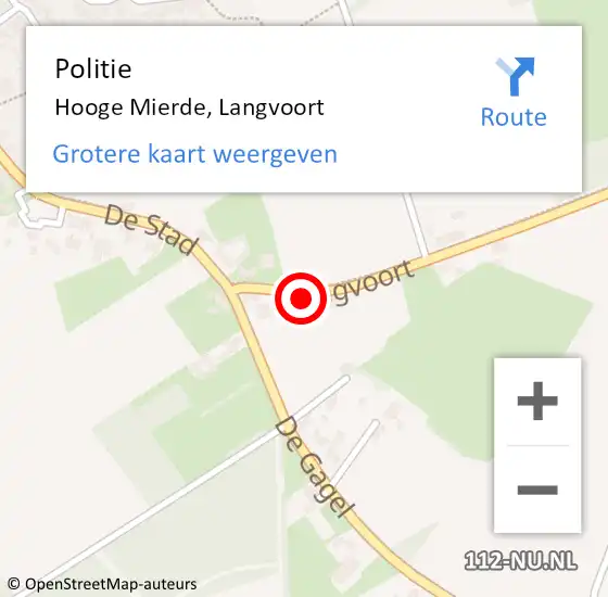 Locatie op kaart van de 112 melding: Politie Hooge Mierde, Langvoort op 4 november 2024 23:38