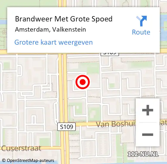 Locatie op kaart van de 112 melding: Brandweer Met Grote Spoed Naar Amsterdam, Valkenstein op 4 november 2024 23:41