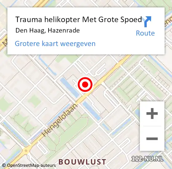 Locatie op kaart van de 112 melding: Trauma helikopter Met Grote Spoed Naar Den Haag, Hazenrade op 4 november 2024 23:41