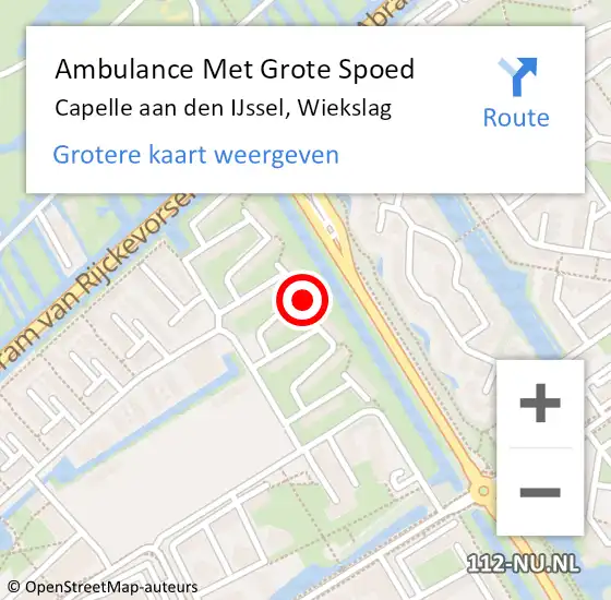 Locatie op kaart van de 112 melding: Ambulance Met Grote Spoed Naar Capelle aan den IJssel, Wiekslag op 4 november 2024 23:46