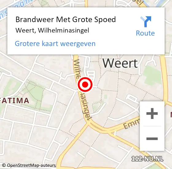 Locatie op kaart van de 112 melding: Brandweer Met Grote Spoed Naar Weert, Wilhelminasingel op 4 november 2024 23:47