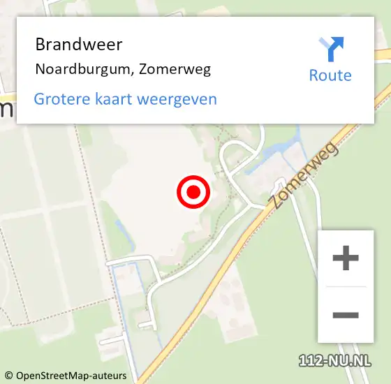 Locatie op kaart van de 112 melding: Brandweer Noardburgum, Zomerweg op 25 oktober 2014 21:31