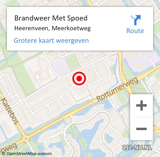 Locatie op kaart van de 112 melding: Brandweer Met Spoed Naar Heerenveen, Meerkoetweg op 5 november 2024 00:10