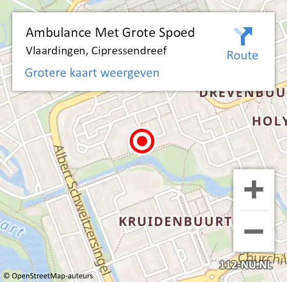 Locatie op kaart van de 112 melding: Ambulance Met Grote Spoed Naar Vlaardingen, Cipressendreef op 5 november 2024 00:21