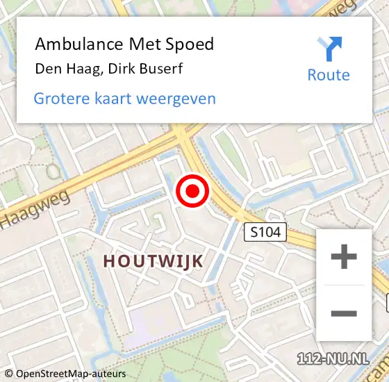 Locatie op kaart van de 112 melding: Ambulance Met Spoed Naar Den Haag, Dirk Buserf op 5 november 2024 00:30