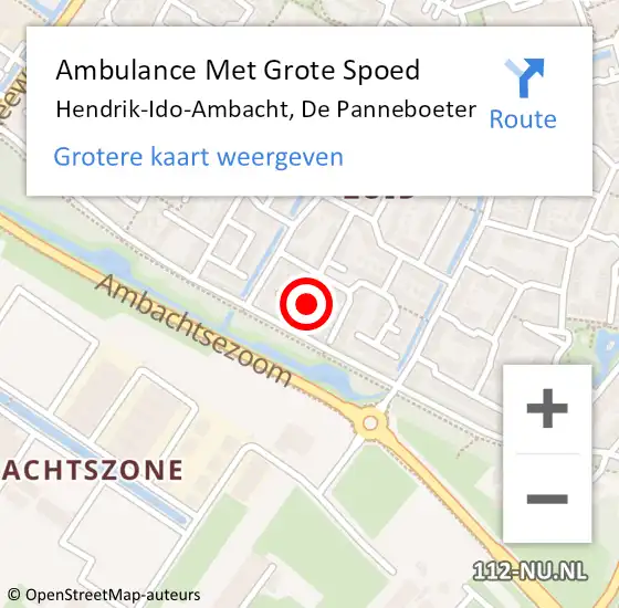 Locatie op kaart van de 112 melding: Ambulance Met Grote Spoed Naar Hendrik-Ido-Ambacht, De Panneboeter op 5 november 2024 01:34